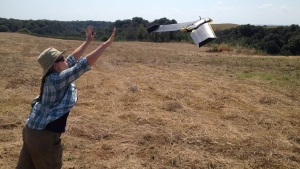 Katherine McCusker launches an EB drone into the air in the north area of Vulci to capture near infrared data. 