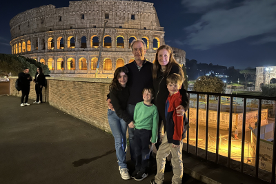 Erin Ahrens '03 and family in Rome