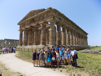 Duke students abroad in the ruins of Paestum in Italy