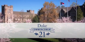 commencement logo over campus shot