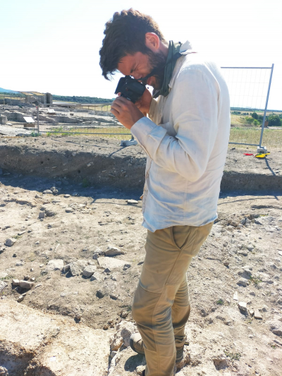 Antonio documenting an archaeolgical feature at Vulci