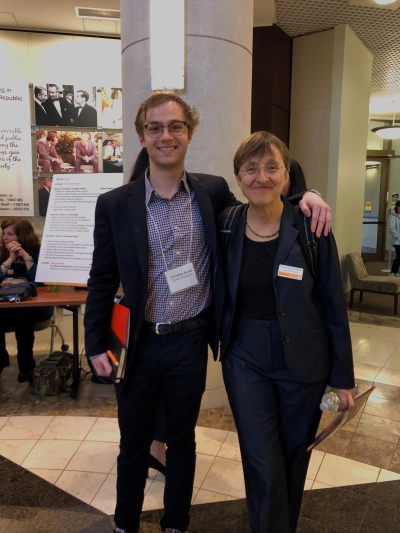 Christian with his session's moderator, Professor Aleydis van de Moortel (UT-Knoxville)