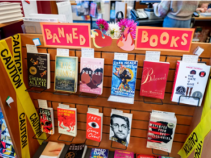 A display of banned books
